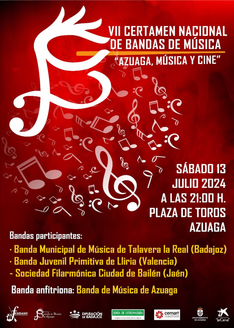 Azuaga acoge este sábado día 13 el VII Certamen Nacional de Bandas de Música