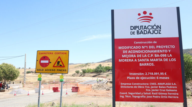 Visita a las obras de acondicionamiento y mejora de la carretera BA-098 La Morera a Santa Marta de los Barros