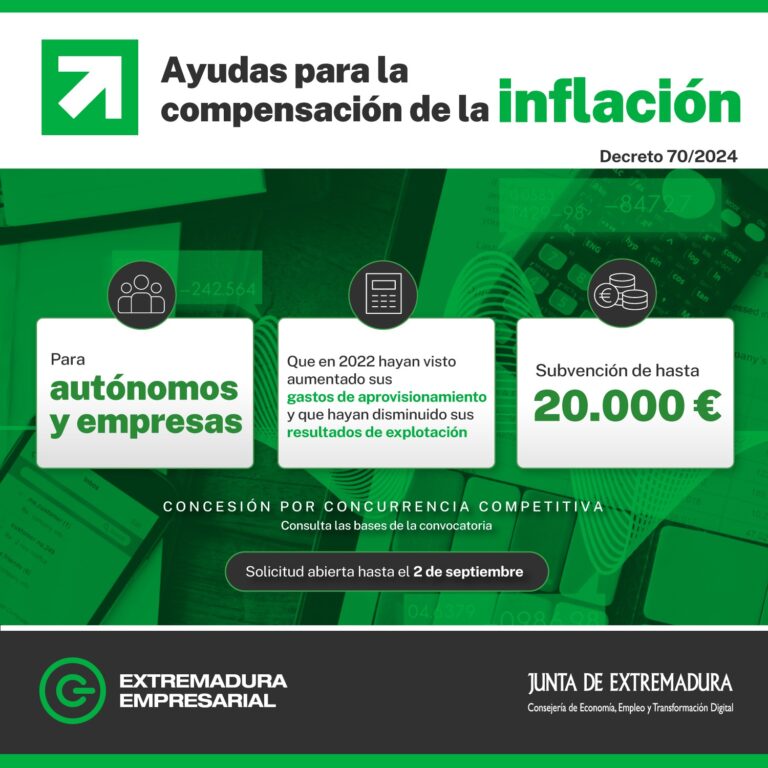Las empresas y autónomos podrán solicitar hasta el 2 de septiembre las ayudas para compensar los efectos de la inflación, que cuentan con un presupuesto anual de 6,2 millones