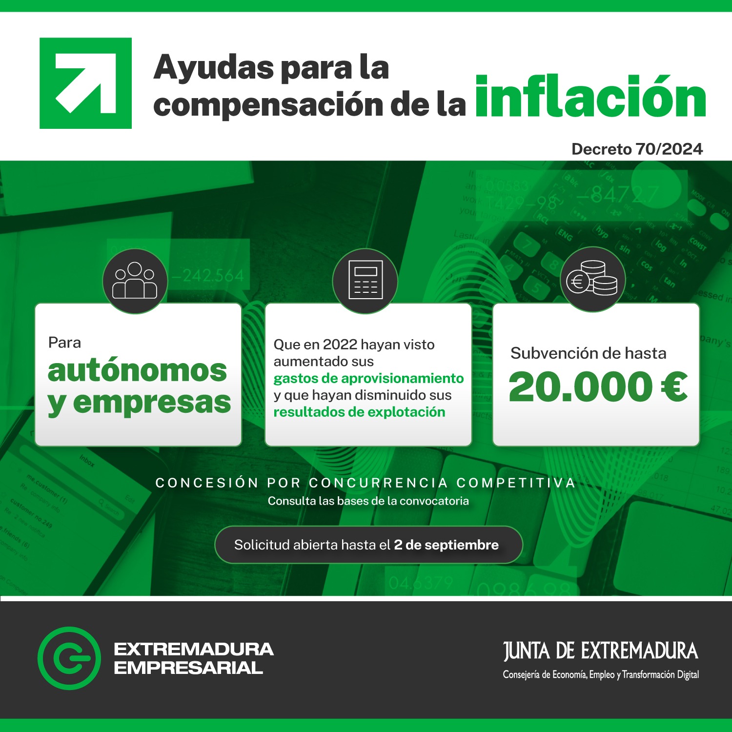 Las empresas y autónomos podrán solicitar hasta el 2 de septiembre las ayudas para compensar los efectos de la inflación, que cuentan con un presupuesto anual de 6,2 millones