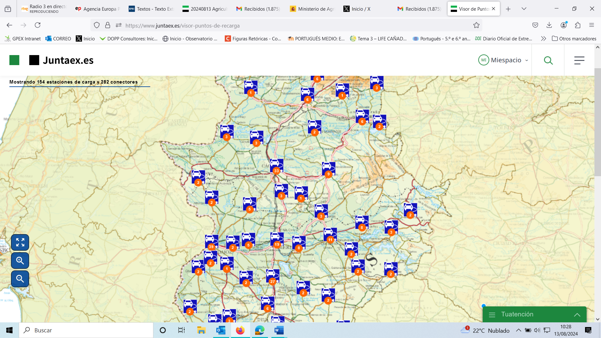 La Junta de Extremadura renueva el visor de acceso público a los puntos de recarga para vehículos eléctricos en la región