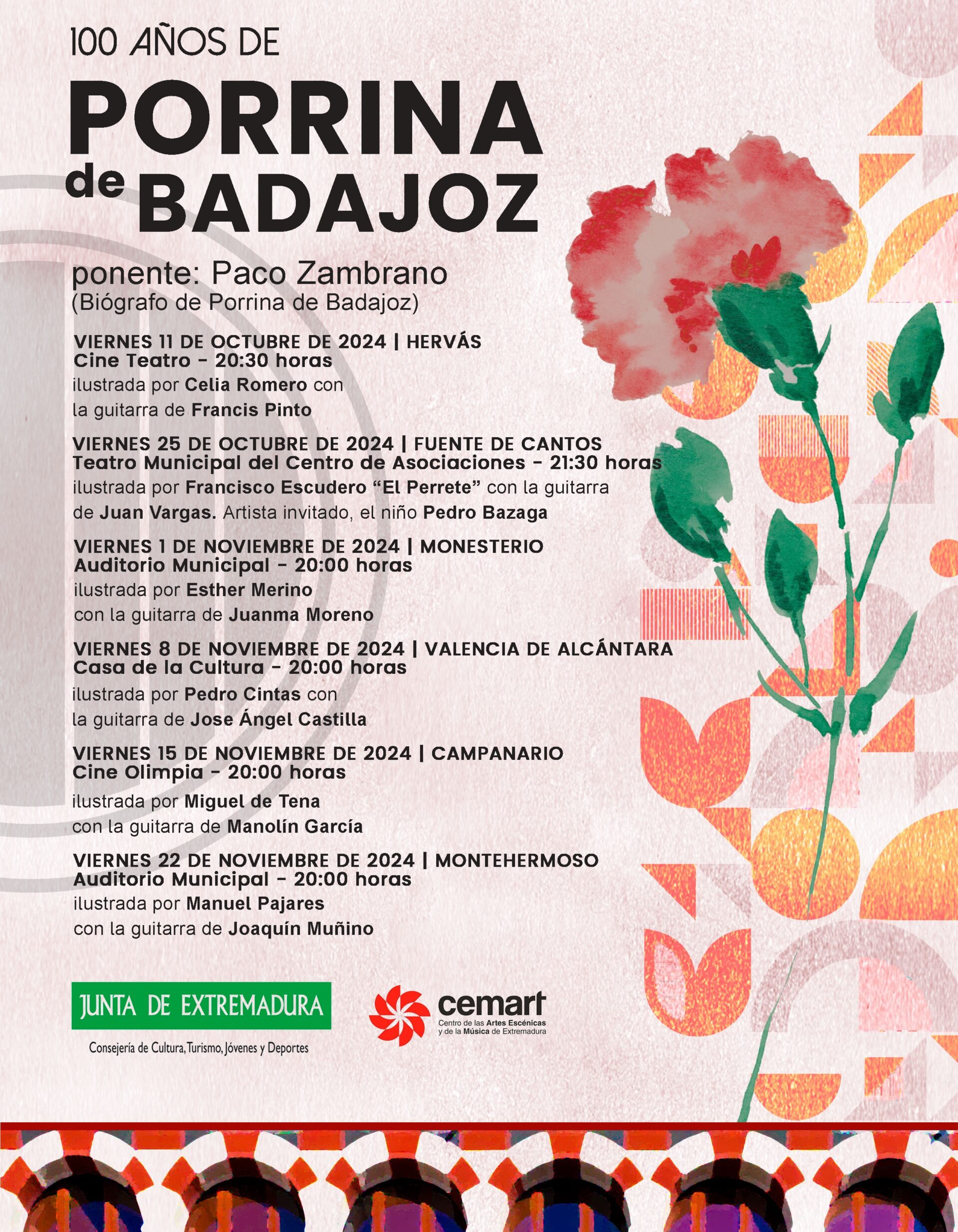 La Junta organiza el segundo ciclo de conferencias ilustradas para celebrar el centenario del nacimiento de Porrina de Badajoz