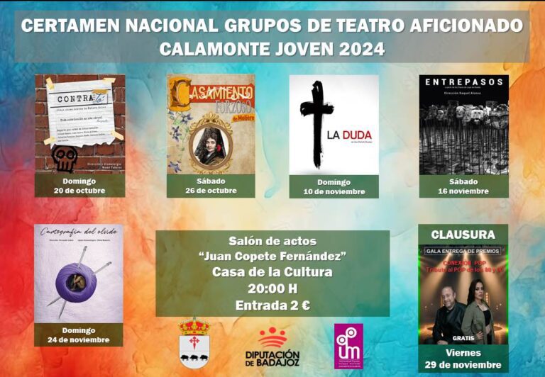 El Certamen Nacional de Grupos de Teatro Aficionado cierra las actividades que se han llevado a cabo durante el año en el programa ’Calamonte Joven’