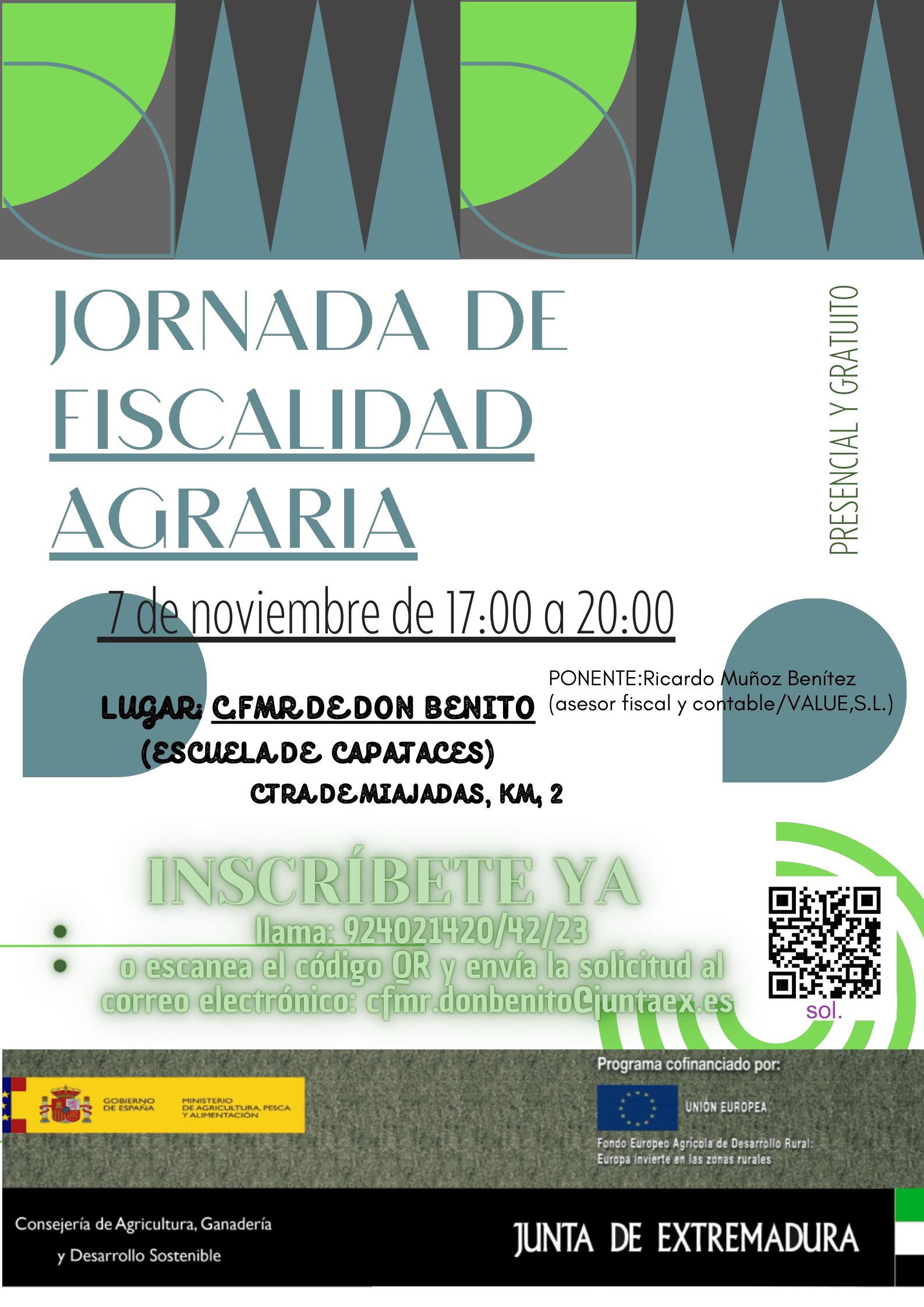 El CFMR de Don Benito acoge el próximo 7 de noviembre una jornada informativa sobre fiscalidad agraria