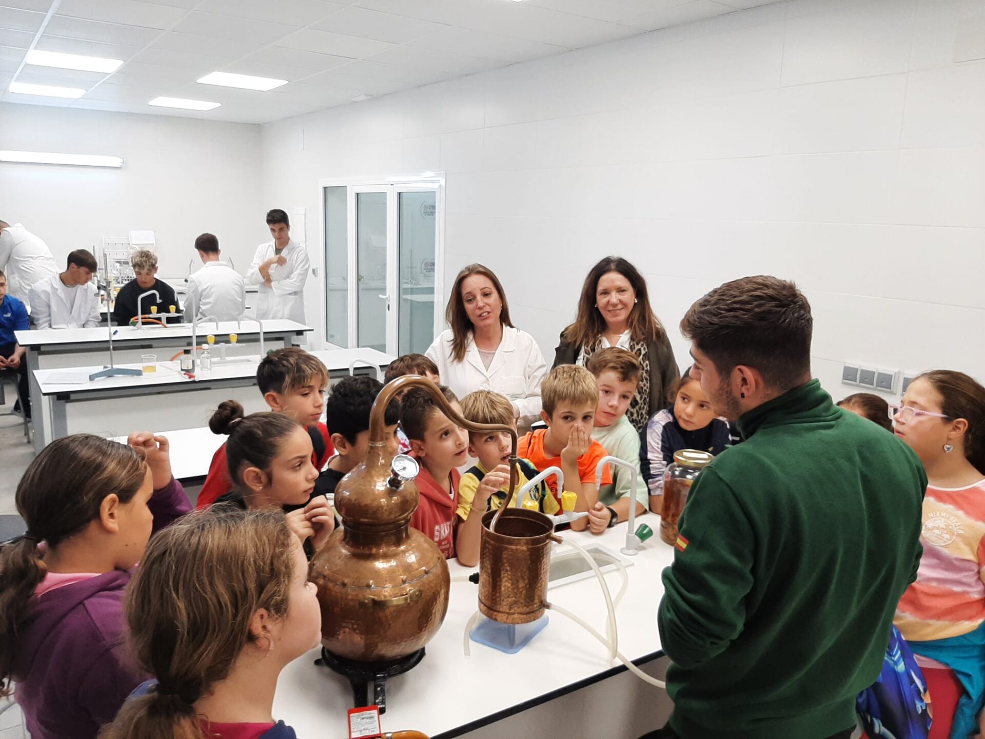Más de 200 escolares participan en el taller intergeneracional de recogida y aderezo de aceituna celebrado en el CFMR de Villafranca de los Barros