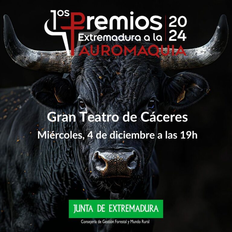 Cáceres acoge el miércoles 4 la entrega de los Premios a la Tauromaquia de Extremadura y los distintivos de la Red de Municipios Taurinos