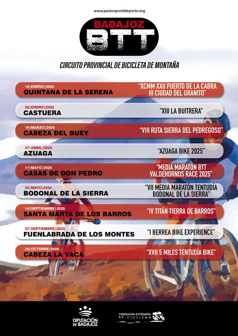 El Circuito Provincial de Bicicleta de Montaña pacense ya tiene fechas