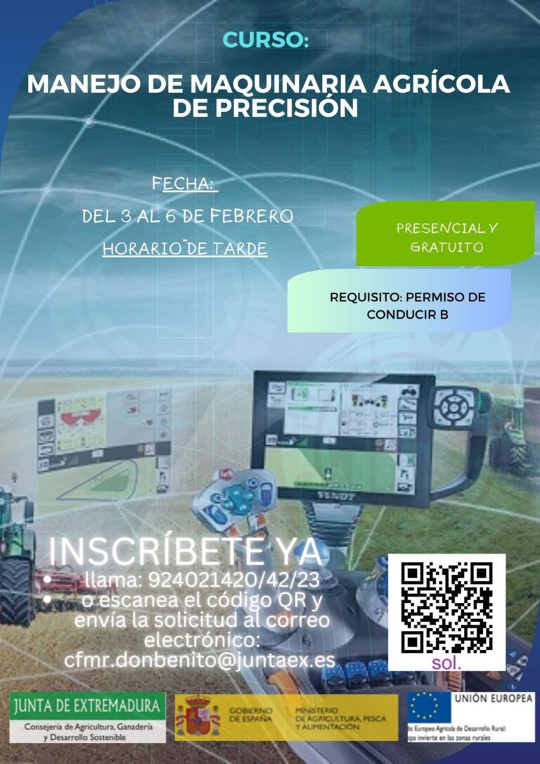 El CFMR de Don Benito imparte un curso de manejo de maquinaria agrícola de precisión para mejorar la cualificación profesional