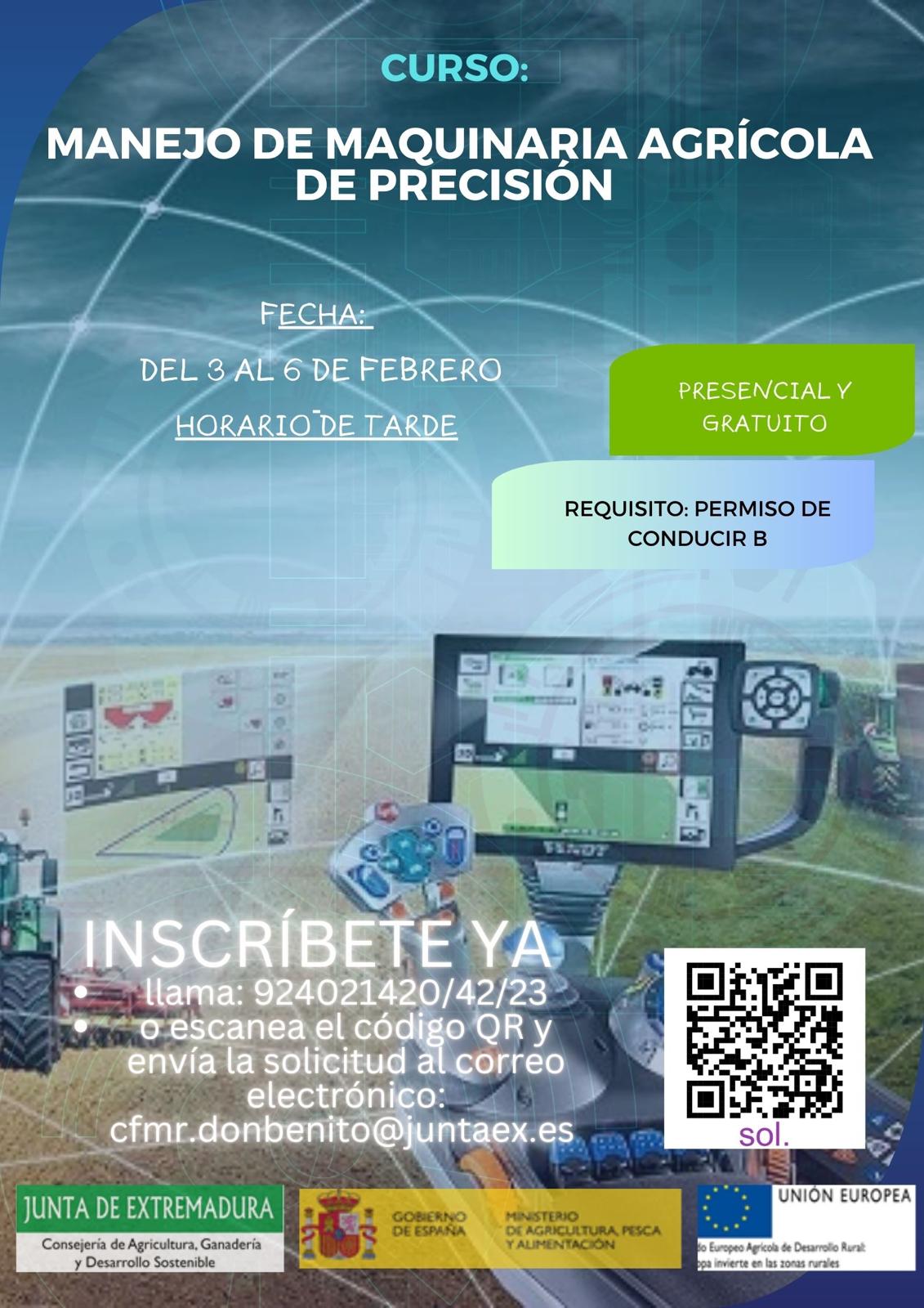 El CFMR de Don Benito imparte un curso de manejo de maquinaria agrícola de precisión para mejorar la cualificación profesional