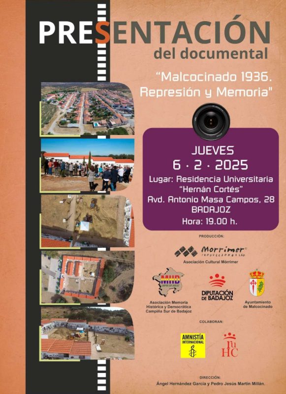 ‘Malcocinado 1936. Represión y Memoria’ llega a la Residencia Universitaria Hernán Cortes este jueves