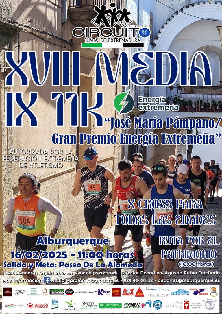 La XVIII Media y IX 11K ‘José María Pámpano/Gran Premio Energía Extremeña’ calienta motores con la ayuda de la Diputación de Badajoz
