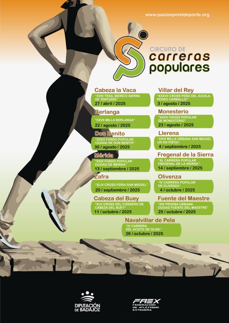 13 eventos componen el Circuito de Carreras Populares 2025 de la provincia de Badajoz