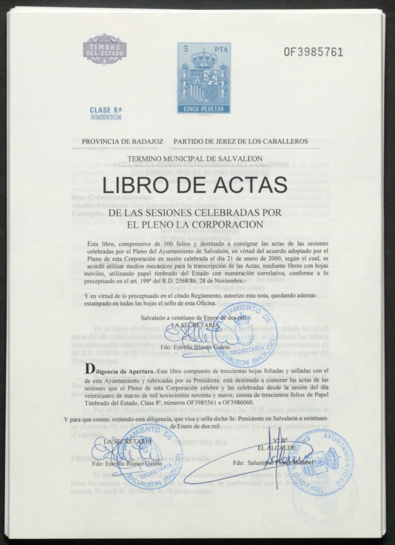 Salvaleón asegura 135 libros de actas gracias al Archivo Provincial de la Diputación
