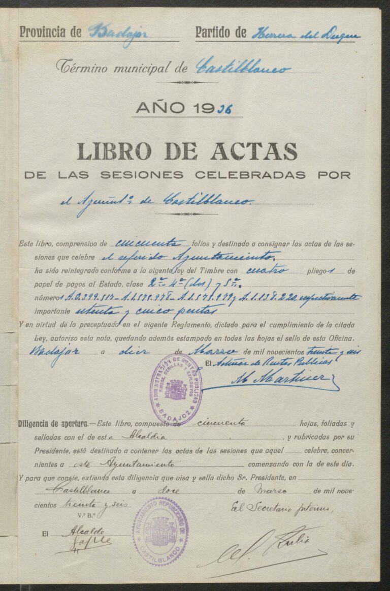 De 1924 a 2009: las actas municipales de Castilblanco que ya se pueden consultar digitalmente