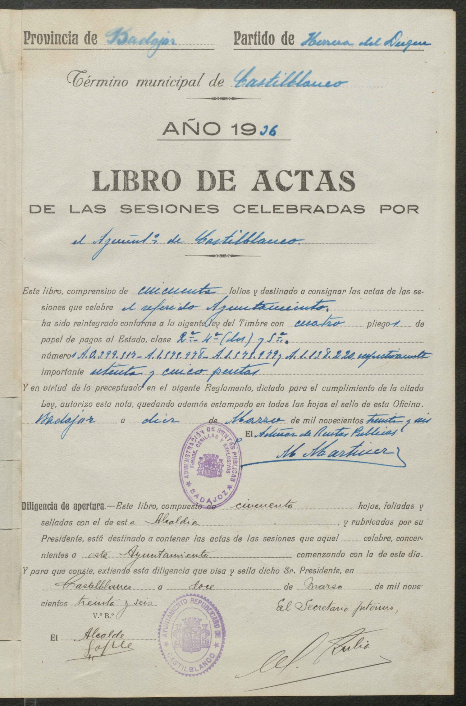 De 1924 a 2009: las actas municipales de Castilblanco que ya se pueden consultar digitalmente