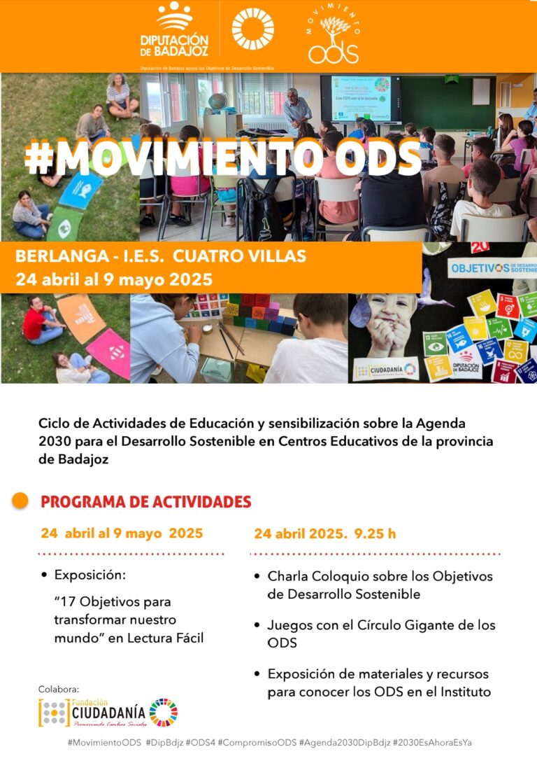 La campaña para la divulgación de los ODS entre jóvenes estudiantes comienza esta semana en Berlanga y Hornachos