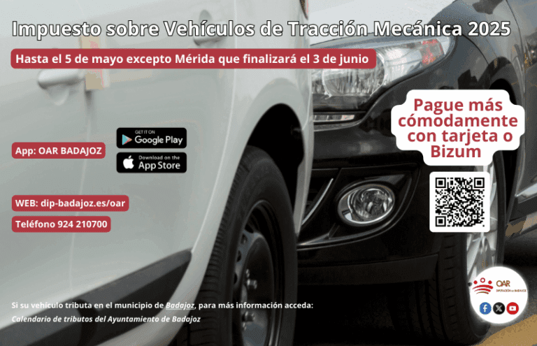 El lunes, 5 de mayo, finaliza el plazo para el pago del impuesto de circulación en la provincia de Badajoz