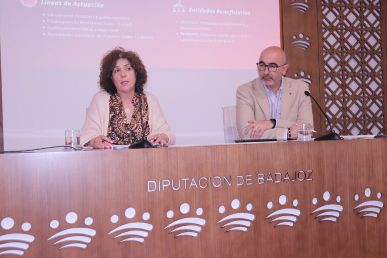 La Diputación de Badajoz prestará 6 millones de euros sin intereses a los municipios de la provincia