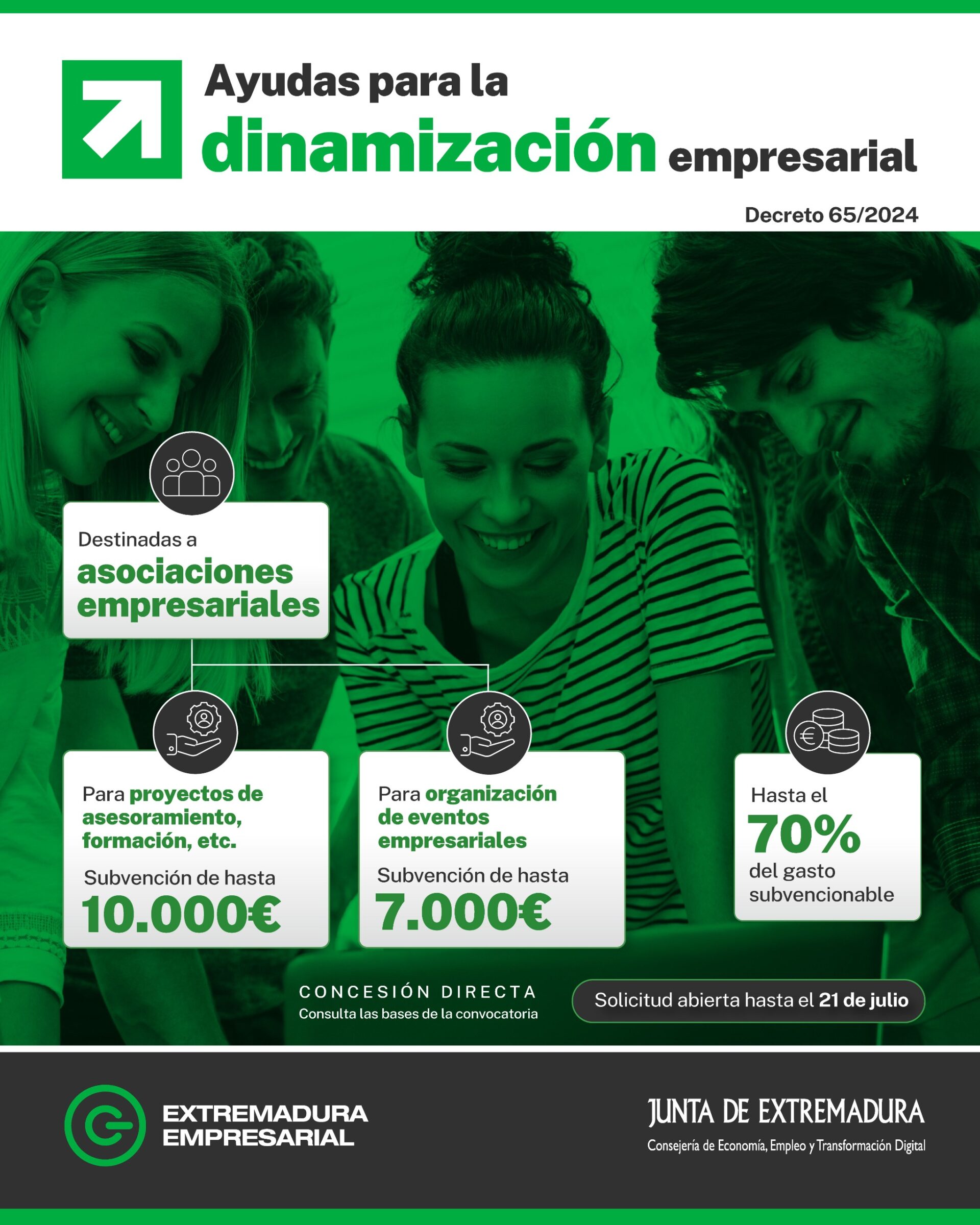 La Junta de Extremadura abre una nueva convocatoria de las ayudas para la dinamización empresarial