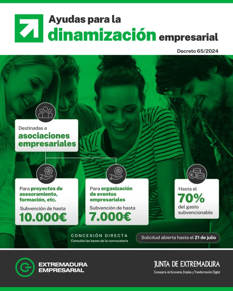 La Junta de Extremadura abre una nueva convocatoria de las ayudas para la dinamización empresarial