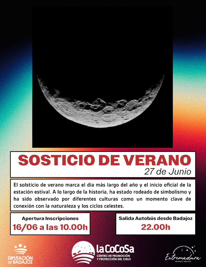 La Diputación de Badajoz celebrará el solsticio de verano con una observación astronómica en La Cocosa