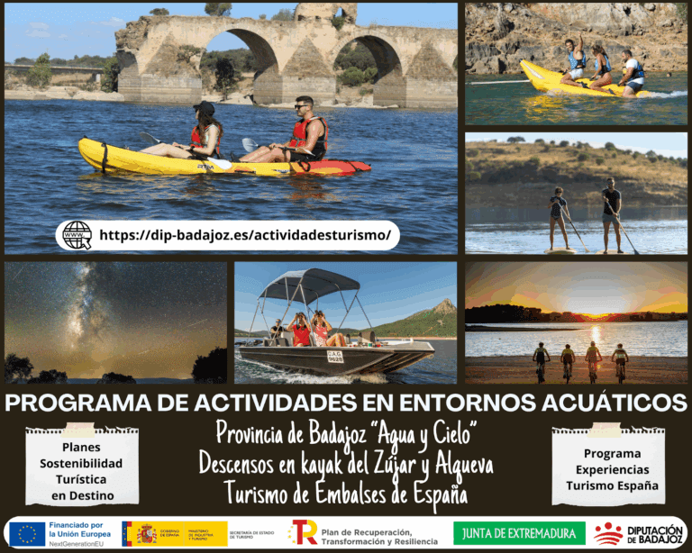 La Diputación dinamizará el verano con el Programa de Turismo Acuático 2025 ´Provincia de Badajoz, Agua y Cielo´