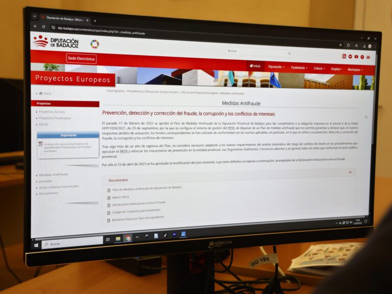 La Diputación de Badajoz modifica su Plan de Medidas Antifraude para adaptarlo a la nueva normativa y a todos los entes provinciales