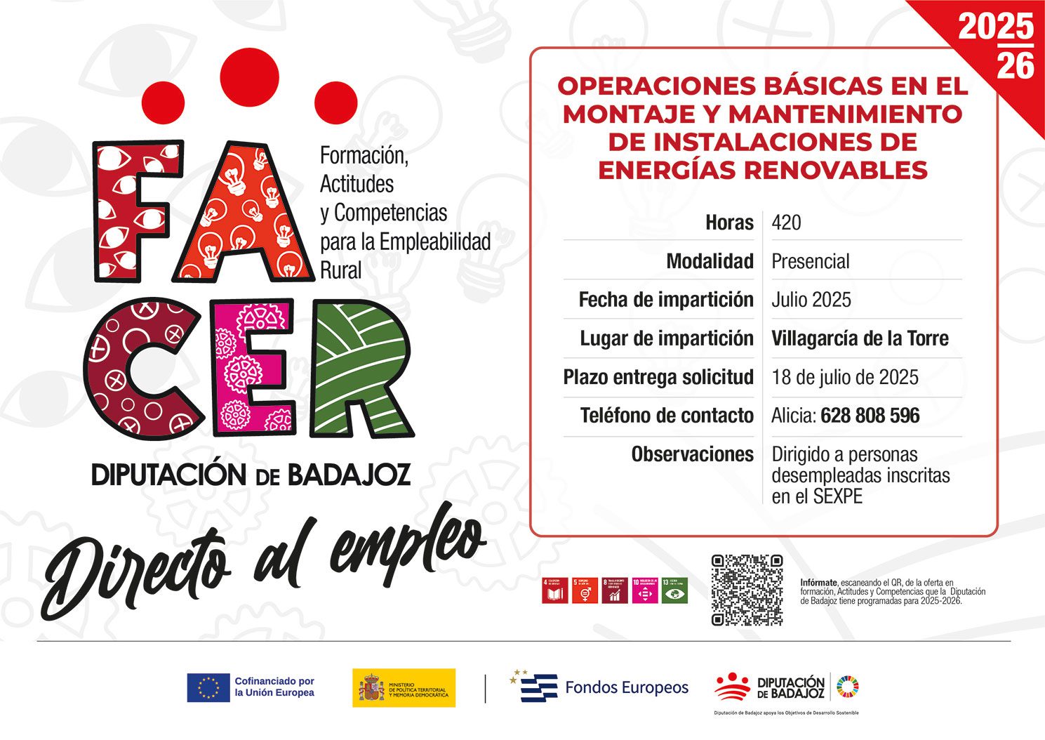 La Diputación de Badajoz impulsa el empleo verde con una nueva formación en energías renovables