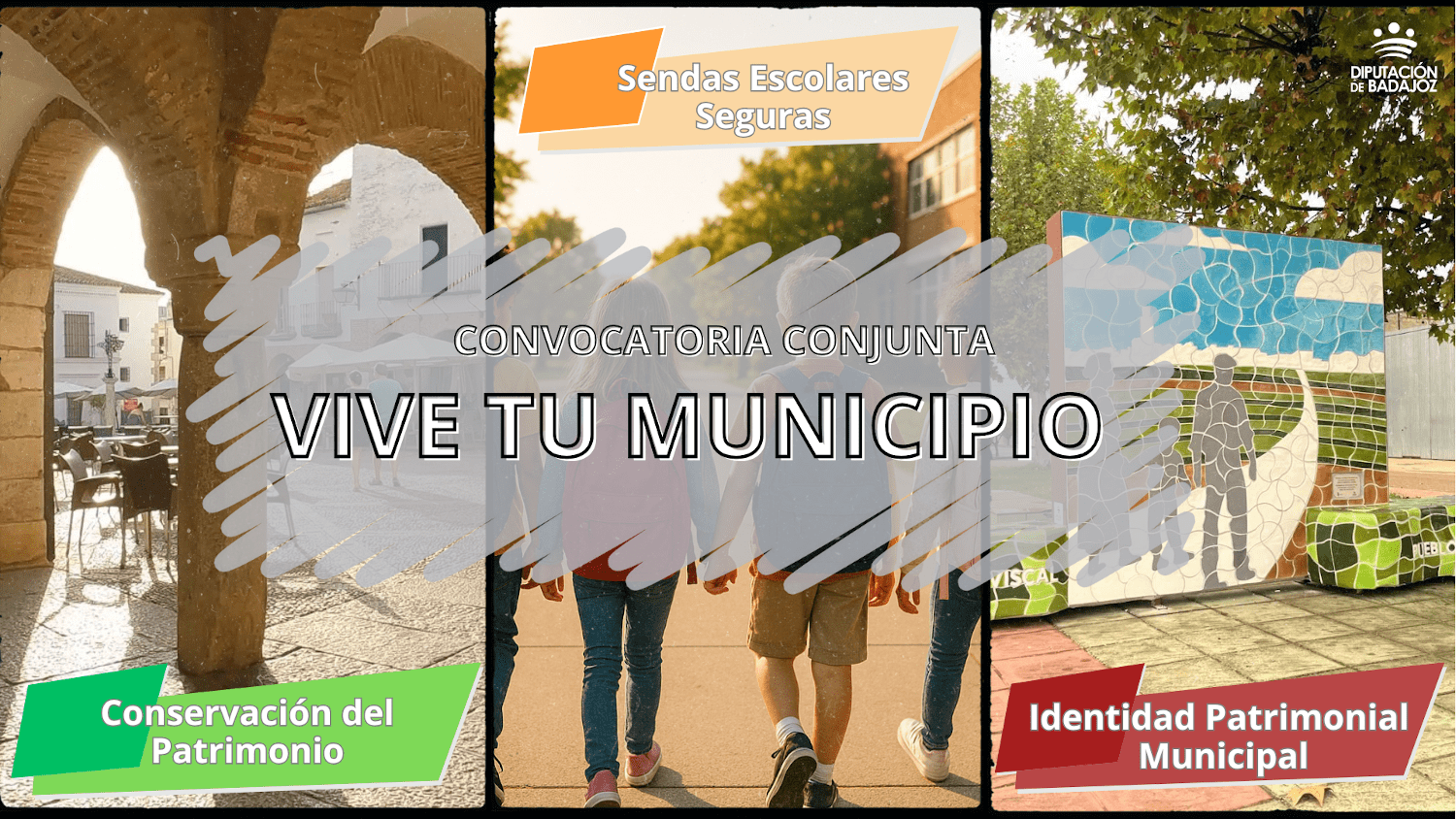 La Diputación de Badajoz presenta por primera vez la convocatoria conjunta ‘Vive tu municipio’ para proyectos de identidad patrimonial, sendas escolares seguras y conservación del patrimonio