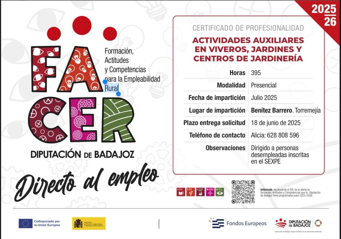 La Diputación de Badajoz inaugura en Torremejía la primera acción formativa del Proyecto FACER para mejorar la empleabilidad rural