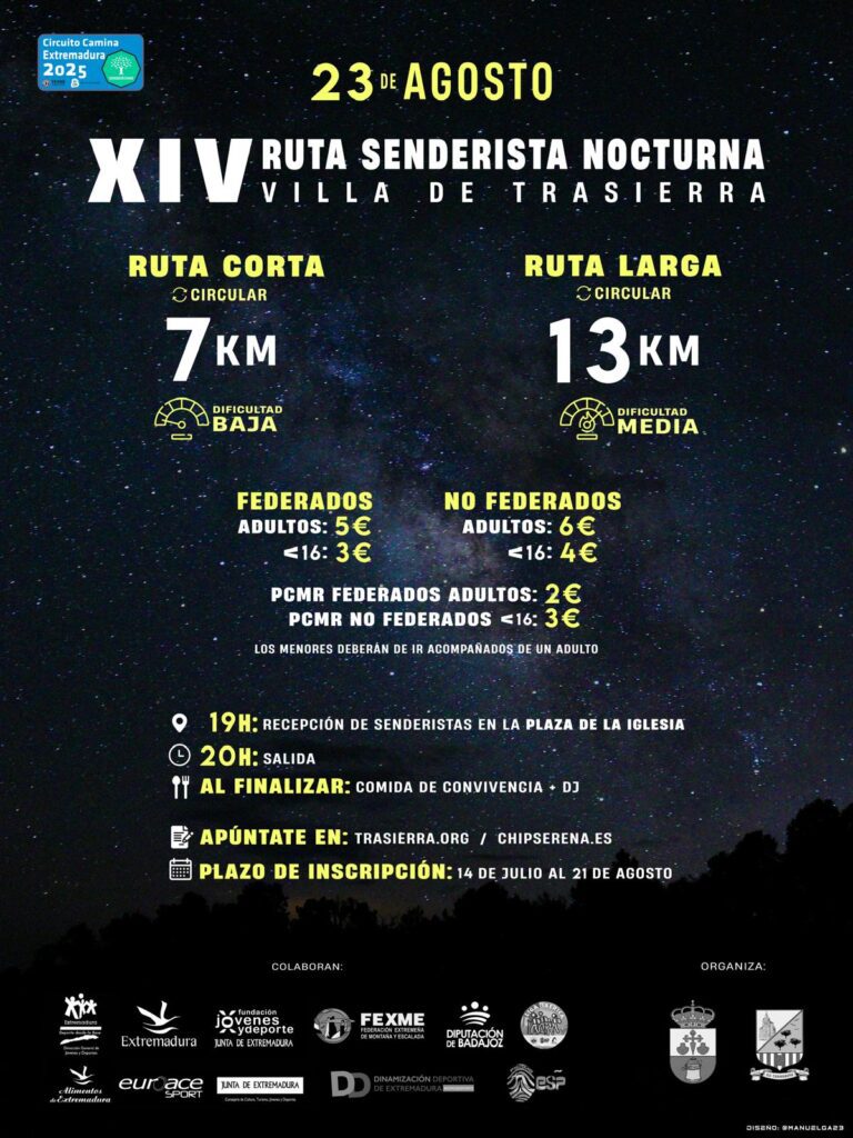 La XIV Ruta Senderista Nocturna ‘Villa de Trasierra’ ya tiene abiertas sus inscripciones