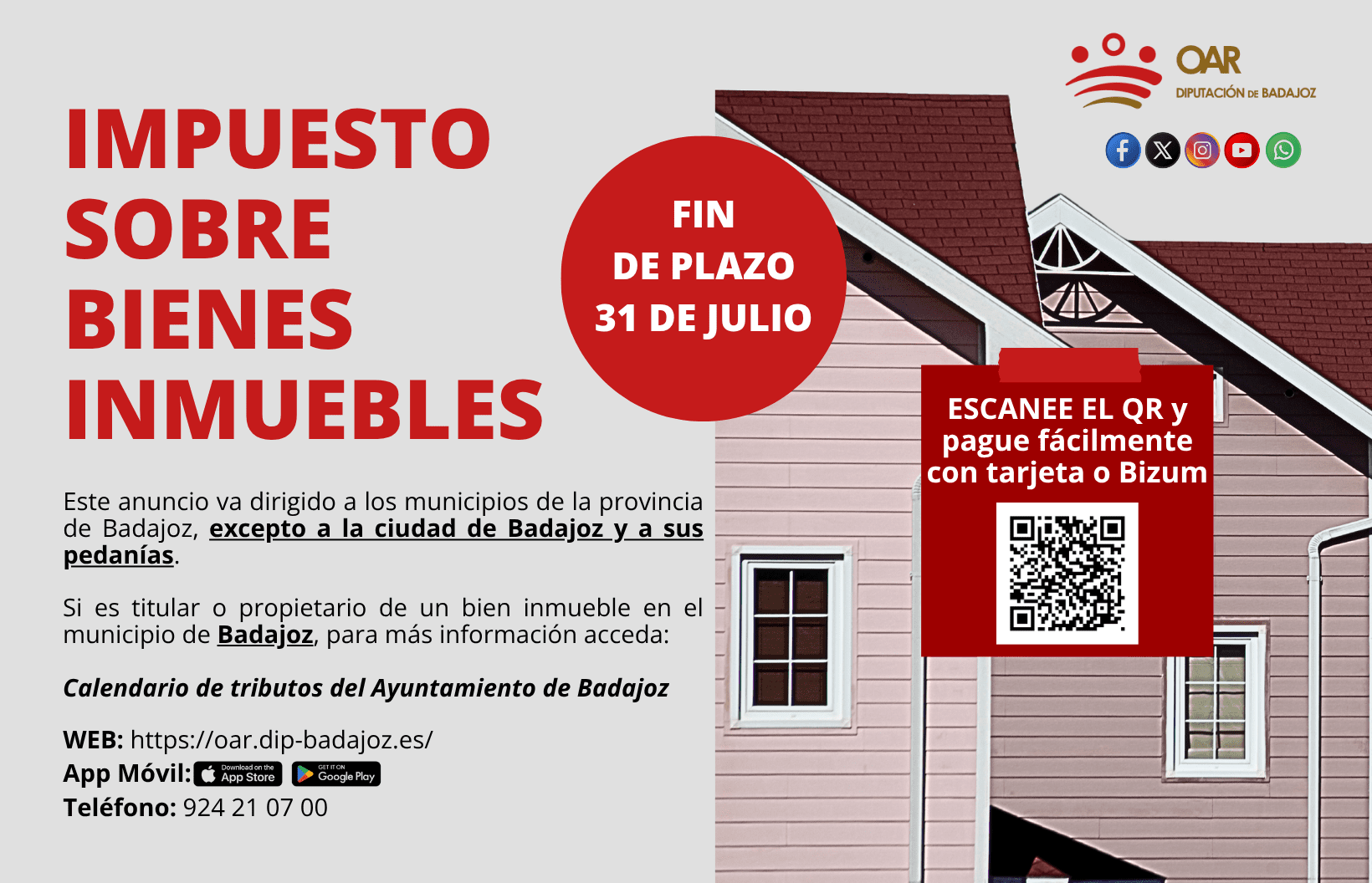 El 31 de julio finaliza el plazo para el pago del IBI en la provincia