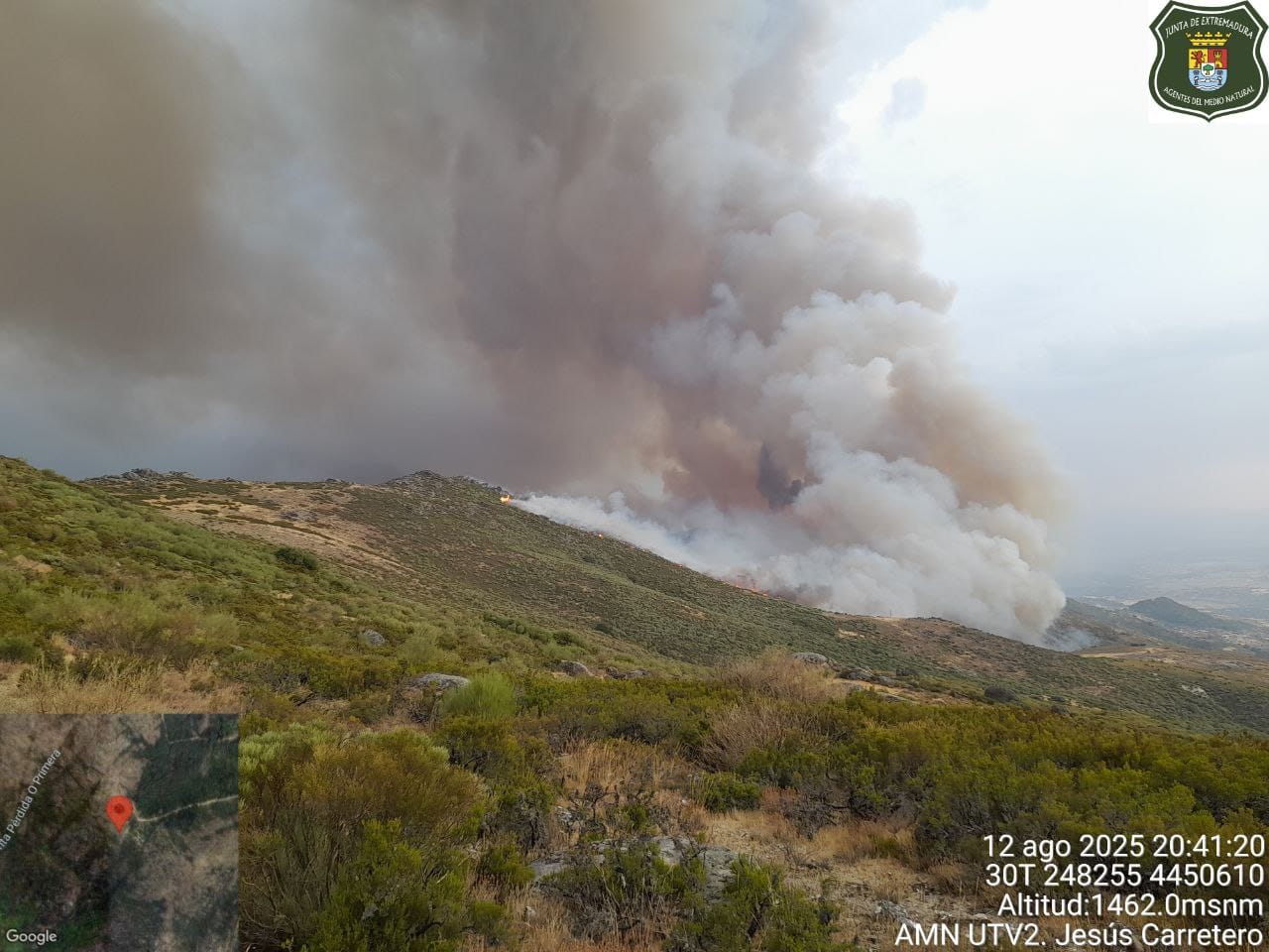 La Junta de Extremadura activa la Situación Operativa 2 del Plan INFOCAEX por el incendio originado en Jarilla