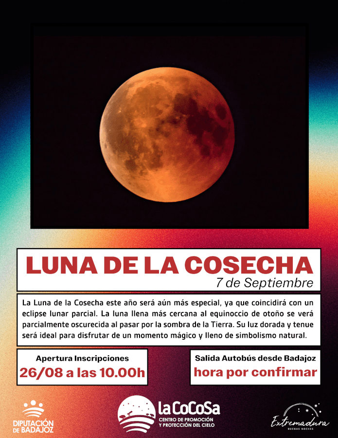 La Diputación de Badajoz organiza una observación astronómica de la Luna de la Cosecha y el eclipse lunar total