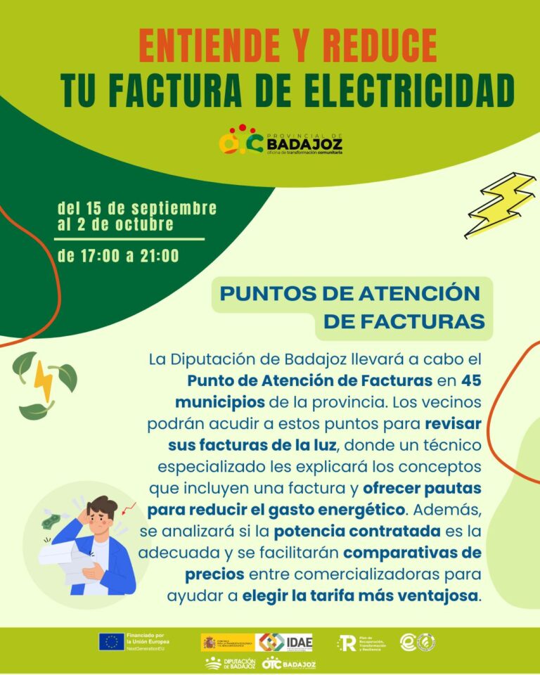 La OTC Provincial de Badajoz instalará un Punto Itinerante de Atención a la Factura en 45 municipios de la provincia