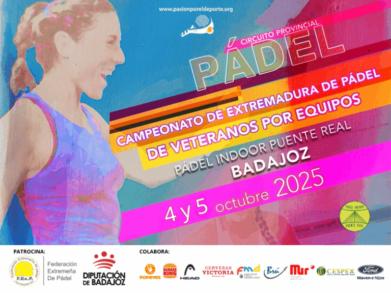 El Campeonato de Extremadura de Pádel de Veteranos por Equipos cierra este fin de semana el Circuito anual de la Diputación