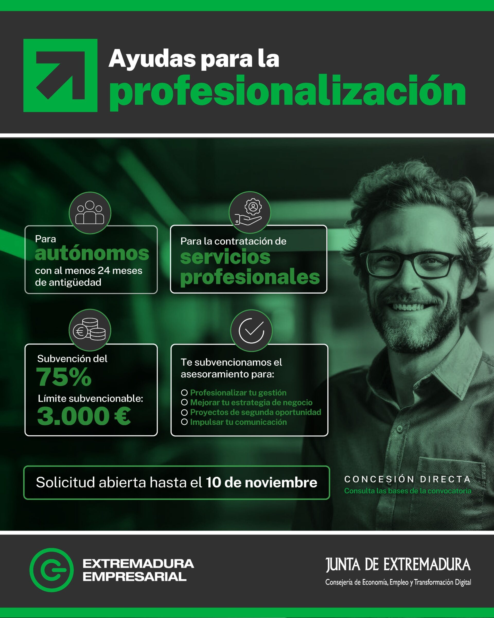 La Junta abre la convocatoria de ayudas para la profesionalización de autónomos