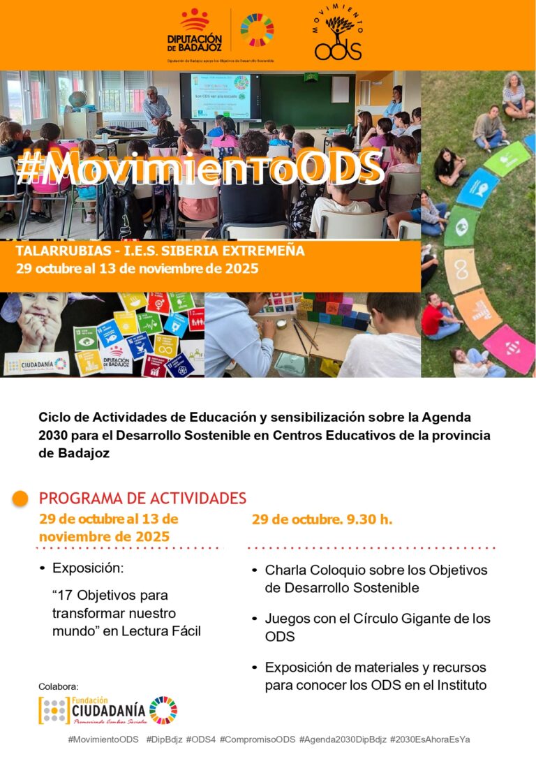 El proyecto #MovimientoODS retoma su actividad para acercar los valores de la Agenda 2030 a la juventud a través de los institutos de Secundaria