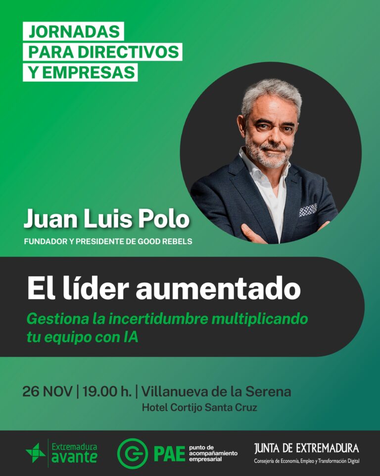 Villanueva de la Serena acogerá la jornada ‘El líder aumentado: gestiona la incertidumbre multiplicando tu equipo con IA’ con Juan Luis Polo