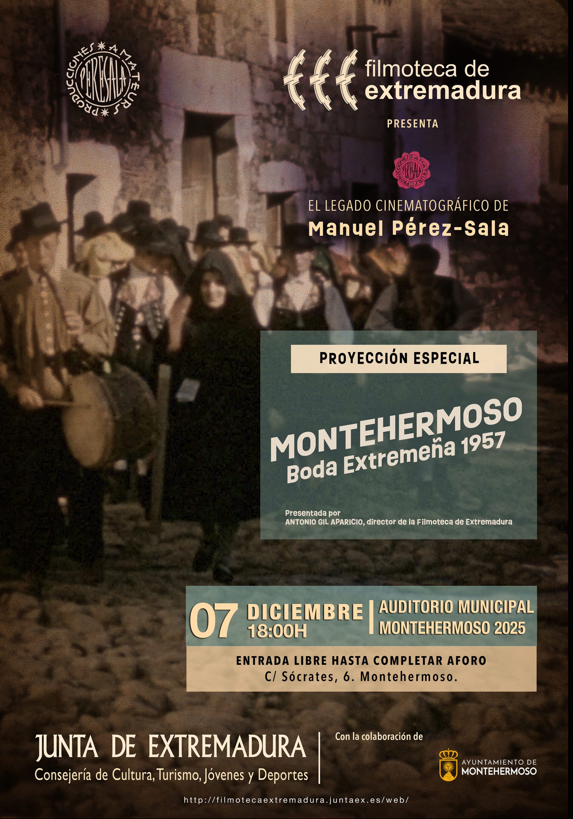 La Filmoteca de Extremadura proyecta en Montehermoso la película histórica de Manuel Pérez-Sala rodada en la localidad