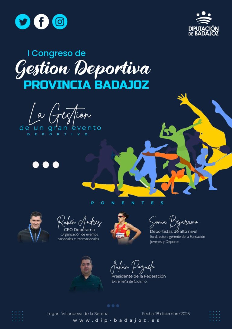 Villanueva de la Serena acogerá el I Congreso de Gestores Deportivos Diputación de Badajoz