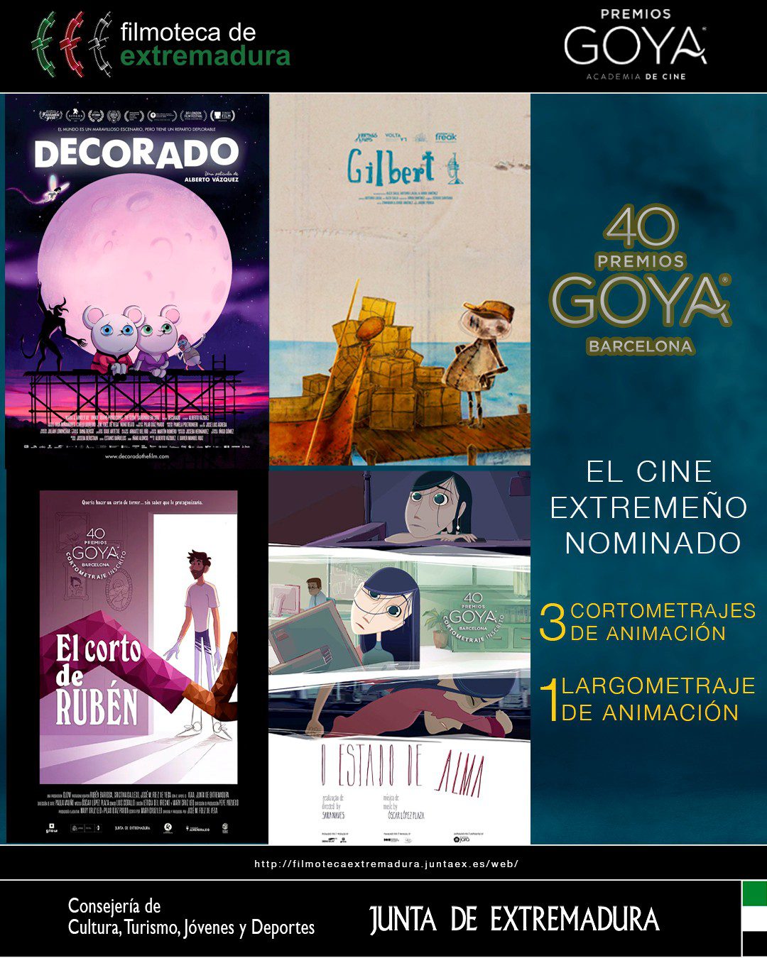 La Junta de Extremadura celebra la presencia del audiovisual extremeño en los Premios Goya 2026 con cuatro producciones nominadas
