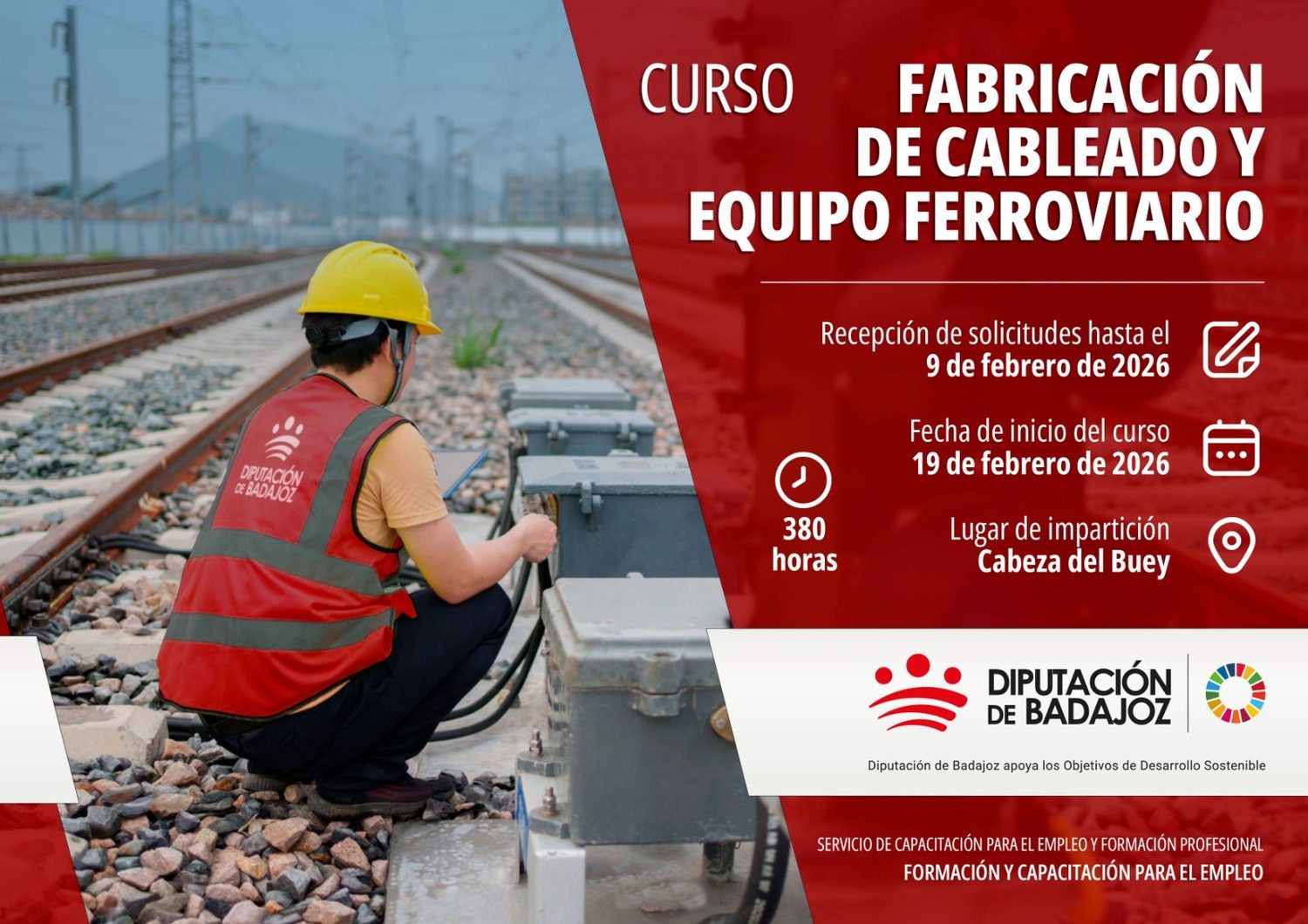 La Diputación de Badajoz impulsa un curso gratuito con compromiso de contratación en fabricación de cableados y equipos ferroviarios
