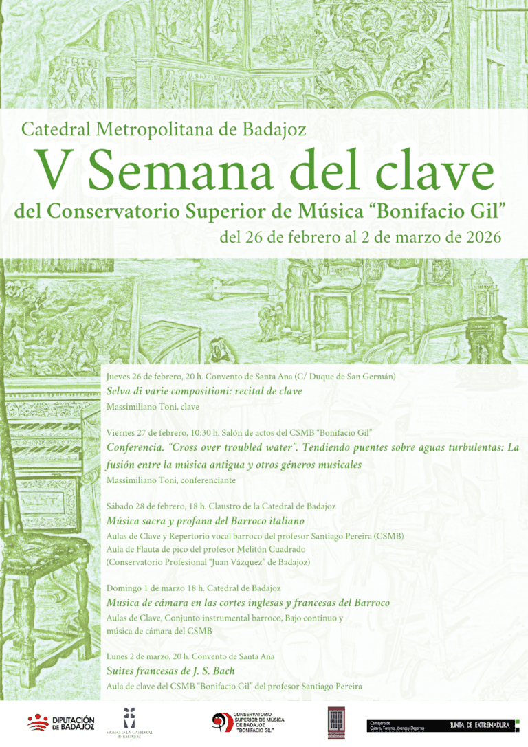 La V Semana del Clave de Badajoz se celebrará del 26 de febrero al 2 de marzo