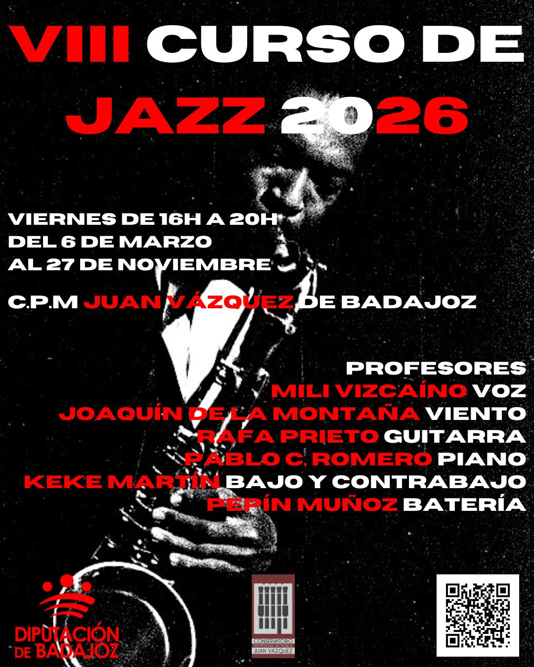 El Conservatorio Profesional “Juan Vázquez” abre la convocatoria del VIII Curso de Jazz