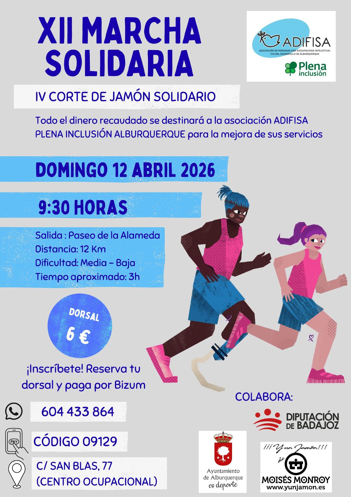 La Diputación se suma a la XII Marcha solidaria de ADIFISA Plena Inclusión Alburquerque