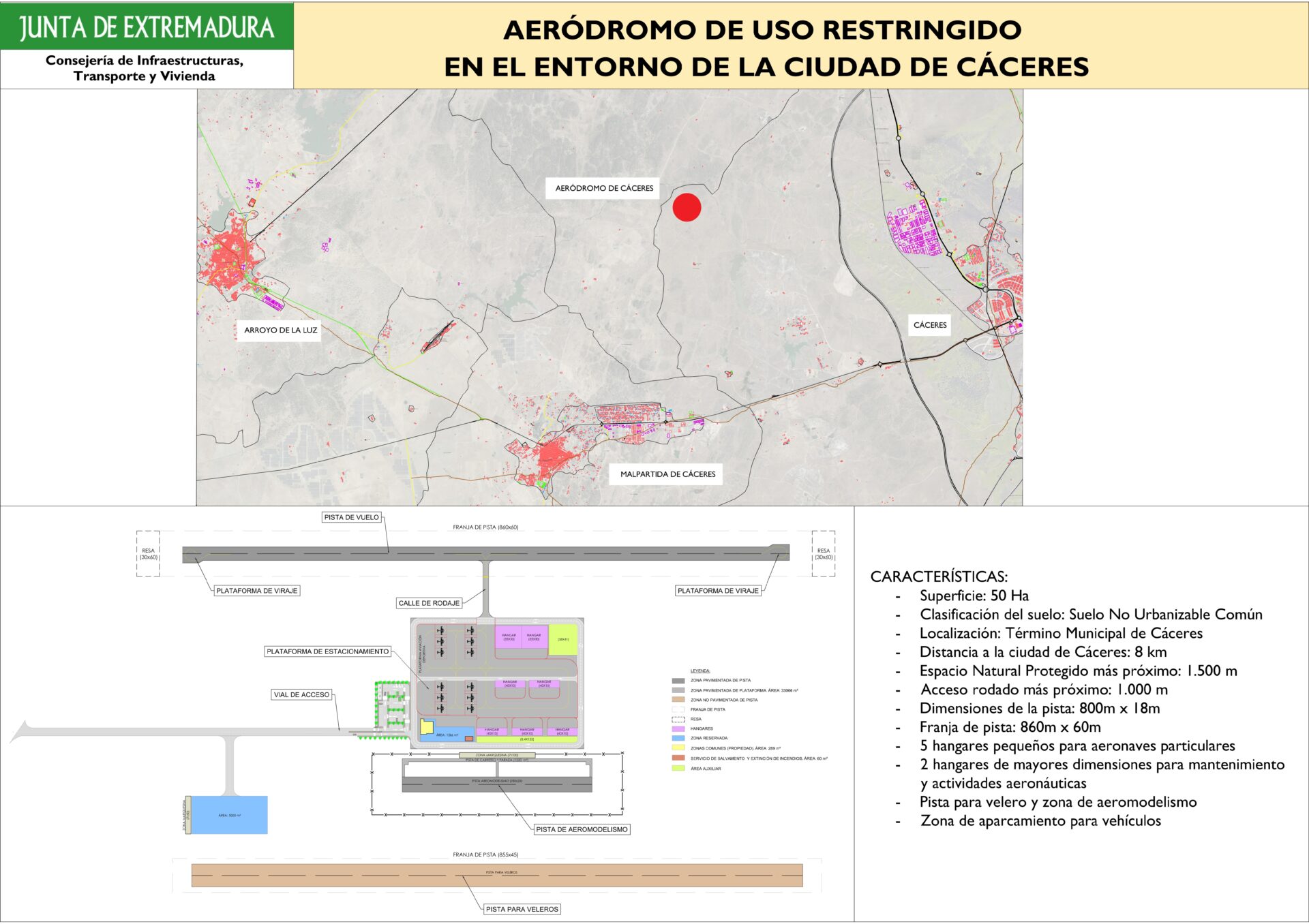 La Junta licita el proyecto de construcción y la tramitación necesaria del aeródromo de uso restringido de Cáceres