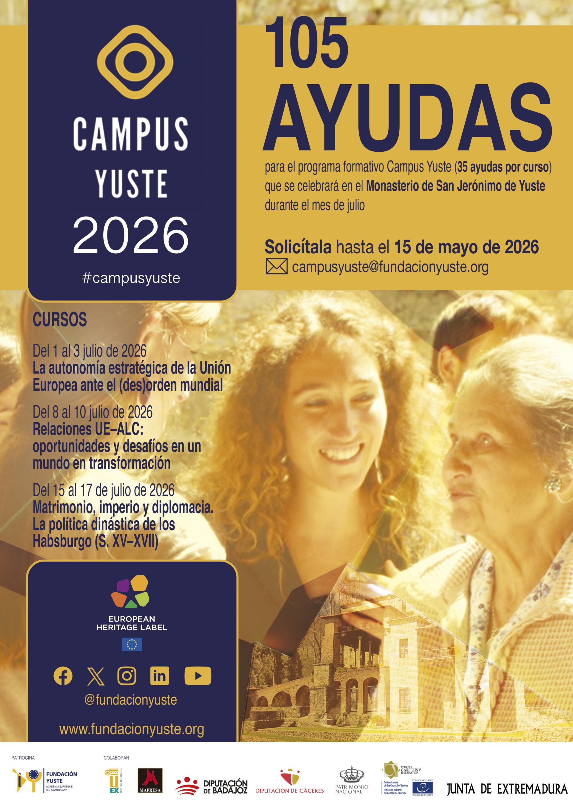 La Fundación Yuste oferta 105 ayudas para los cursos de verano de Campus Yuste