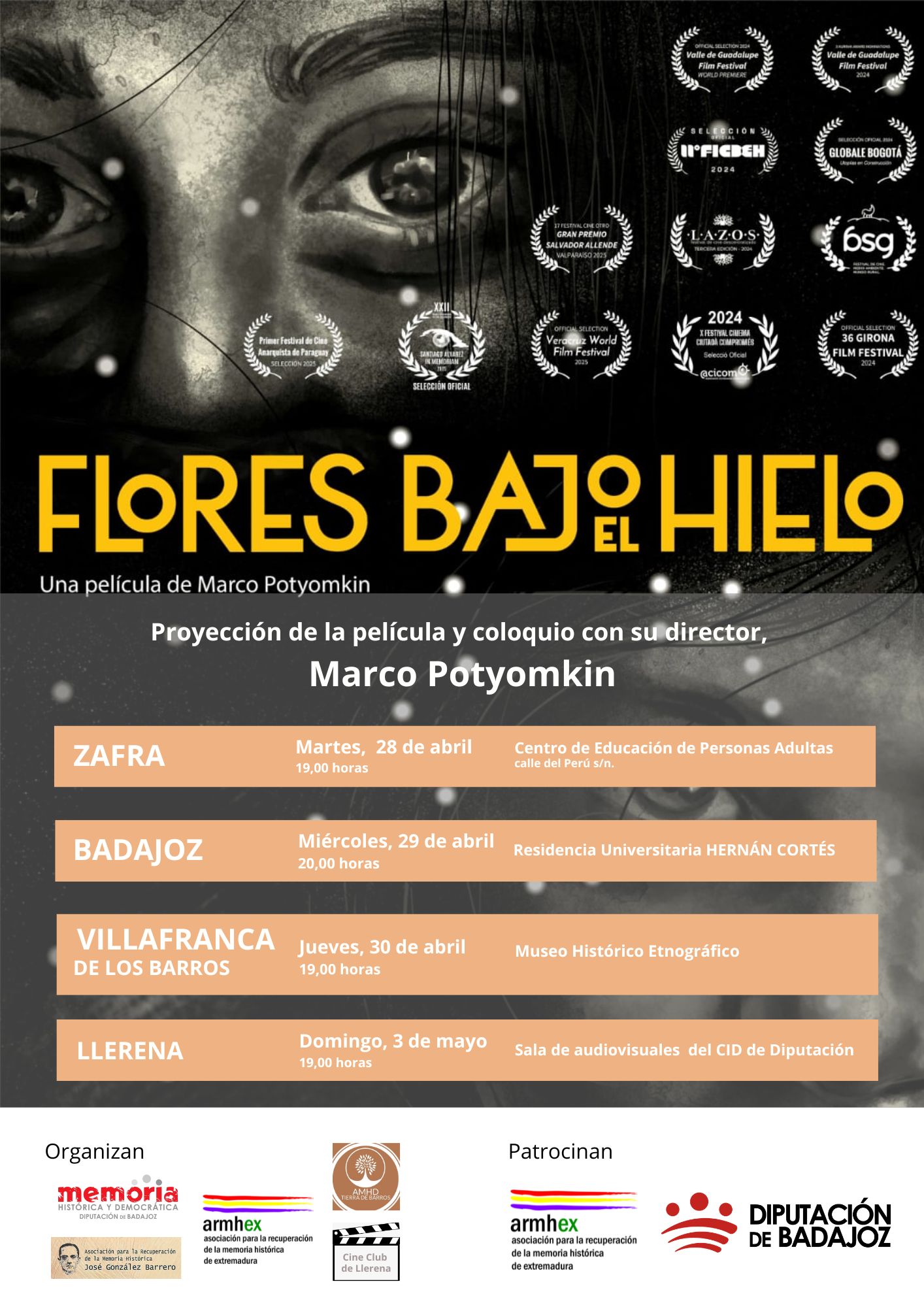 ‘Flores bajo el hielo’ se proyectará en cinco poblaciones de Badajoz con presencia de su director