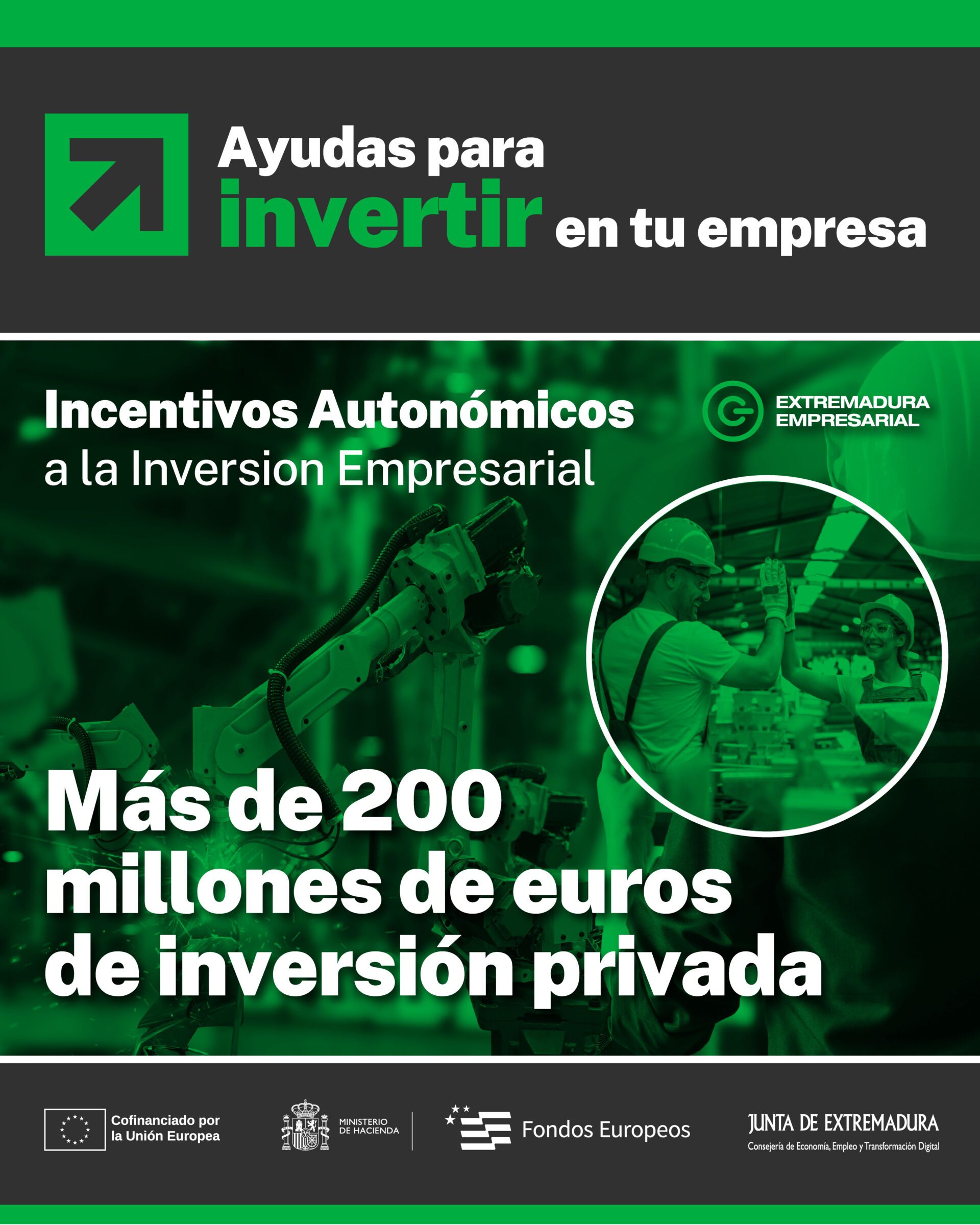 La Junta moviliza más de 200 millones de euros de inversión privada a través de los incentivos autonómicos